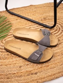 Leren Slippers Grijs -LIMANGO WINKEL babunkers family leren slippers grijs 3