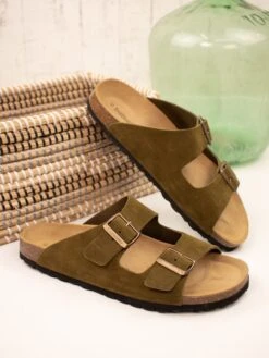 Leren Slippers Groen -LIMANGO WINKEL babunkers family leren slippers groen 3