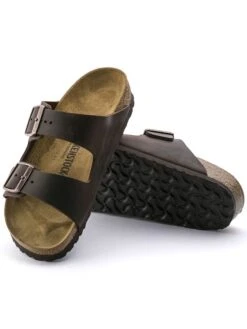 Birkenstock Leren Slippers "Arizona" Bruin - Wijdte N -LIMANGO WINKEL birkenstock leren slippers arizona bruin wijdte n 2