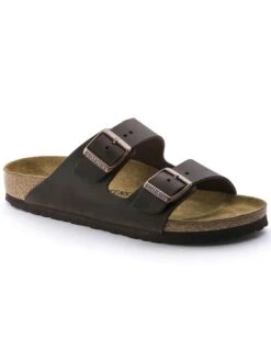 Birkenstock Leren Slippers "Arizona" Bruin - Wijdte N