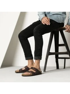 Birkenstock Leren Slippers "Arizona" Bruin - Wijdte N -LIMANGO WINKEL birkenstock leren slippers arizona bruin wijdte n 3