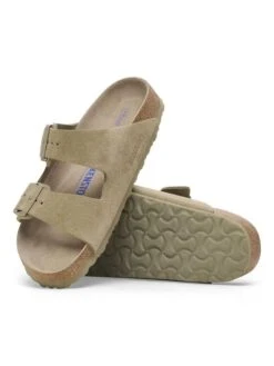 Birkenstock Leren Slippers "Arizona" Kaki -LIMANGO WINKEL birkenstock leren slippers arizona kaki 2