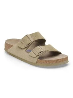 Birkenstock Leren Slippers "Arizona" Kaki