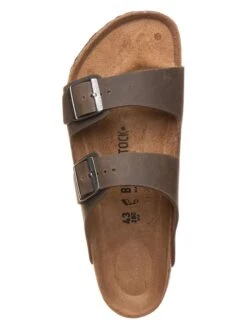 Birkenstock Leren Slippers "Arizona" Kaki - Wijdte N -LIMANGO WINKEL birkenstock leren slippers arizona kaki wijdte n 3