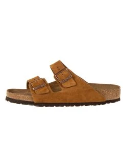 Birkenstock Leren Slippers "Arizona" Lichtbruin