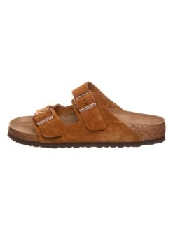 Birkenstock Leren Slippers "Arizona" Lichtbruin - Wijdte N