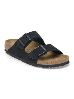 Birkenstock Leren Slippers "Arizona" Zwart