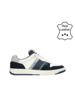 Bullboxer Leren Sneakers Donkerblauw/wit