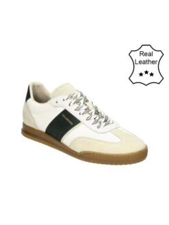 Bullboxer Leren Sneakers Wit/beige/donkergroen