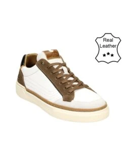 Bullboxer Leren Sneakers Wit/lichtbruin