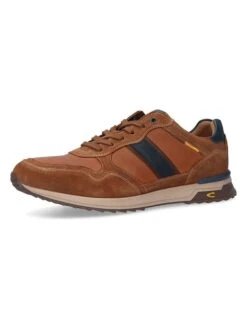 Camel Active Leren Sneakers Lichtbruin/blauw