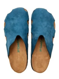 Leren Clogs Blauw -LIMANGO WINKEL comfortfusse leren clogs blauw 3