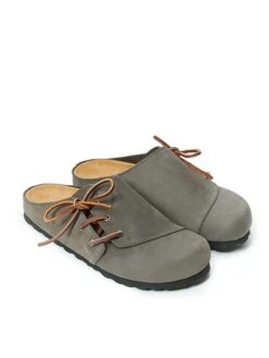 Leren Clogs Grijs -LIMANGO WINKEL mandel leren clogs grijs 2