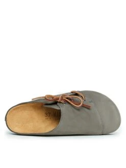 Leren Clogs Grijs -LIMANGO WINKEL mandel leren clogs grijs 4