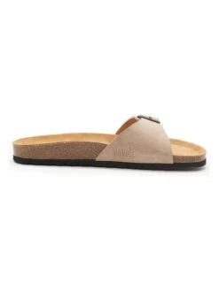 Leren Slippers Taupe -LIMANGO WINKEL mandel leren slippers taupe 2