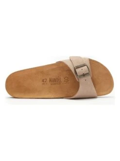 Leren Slippers Taupe -LIMANGO WINKEL mandel leren slippers taupe 3